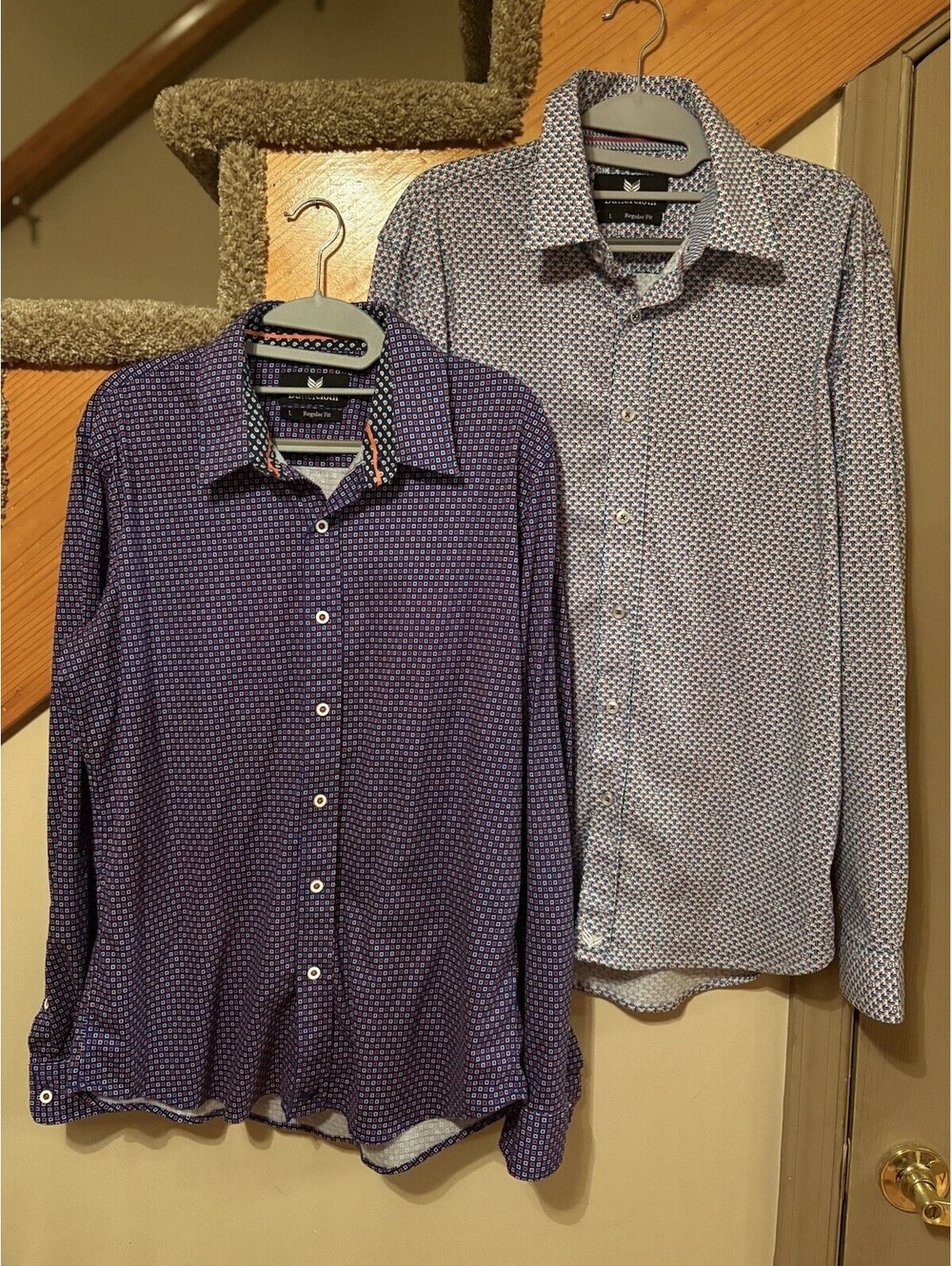 Buttercloth Lot Of 2 Mens Button Up Cotton Flip Cuff Shirt Size L